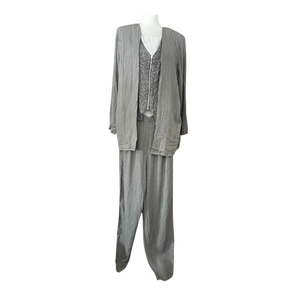 Touché L.A Vintage 1980 Women’s’s Gray Jacket/Vest Pant Suit Size Large